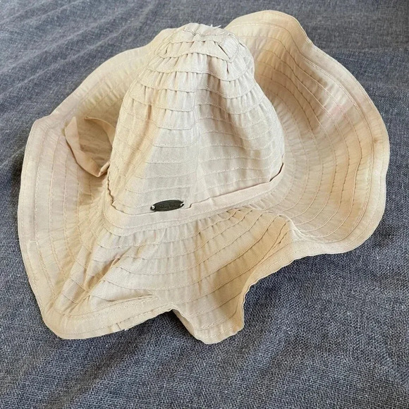 Panama Jack Women's One Size‎ Biege Ribbon Sun Hat Summer - Picture 2 of 12